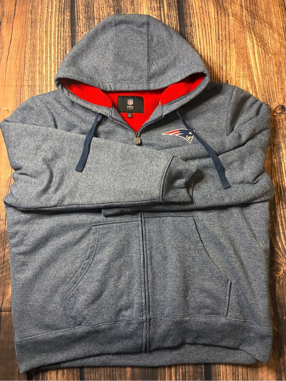 NFL Men's Heather Navy Full-Zip Hoodie with Red Lining